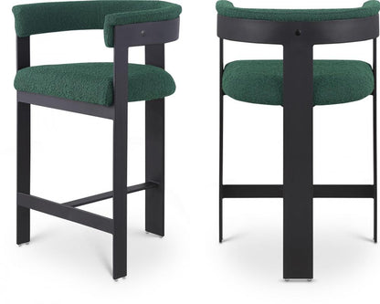 Meridian Furniture - Romeo Green Boucle Fabric Counter Stool (Set of 2) - 415Green-C veiw 6