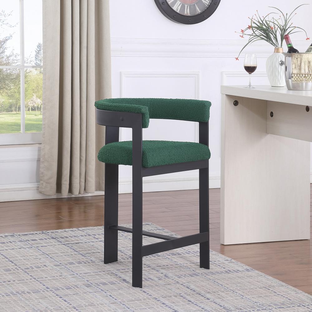 Meridian Furniture - Romeo Green Boucle Fabric Counter Stool (Set of 2) - 415Green-C veiw 7