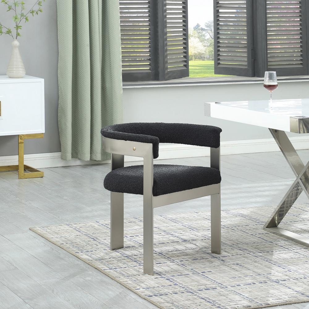 Meridian Furniture - Romeo Black Boucle Fabric Dining Chair (Set of 2) - 727Black-C veiw 7