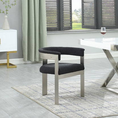 Meridian Furniture - Romeo Black Boucle Fabric Dining Chair (Set of 2) - 727Black-C veiw 7
