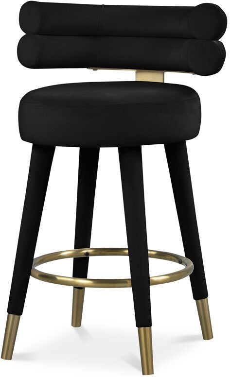 Meridian Furniture - Fitzroy Black Velvet Counter Stool (Set of 2) - 798Black-C veiw 1
