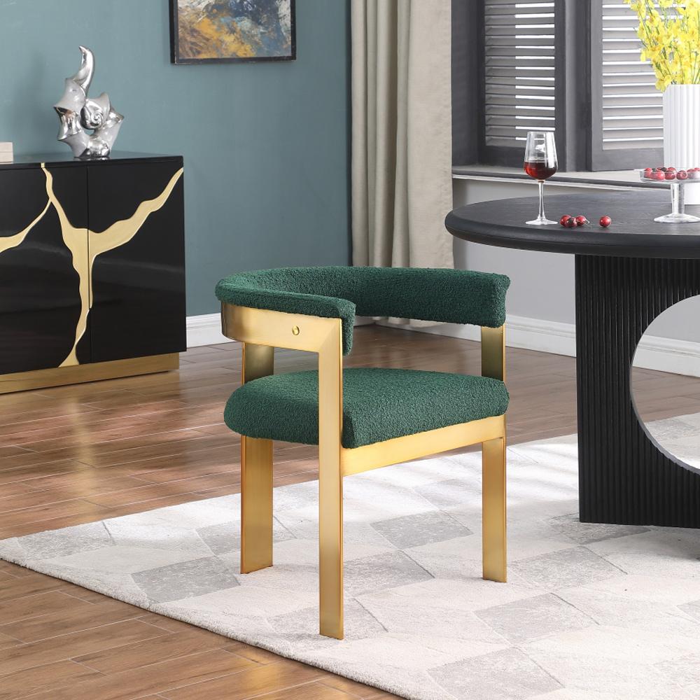 Meridian Furniture - Romeo Green Boucle Fabric Dining Chair (Set of 2) - 832Green-C veiw 7
