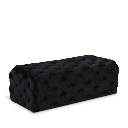 Meridian Furniture - Casey Black Velvet Ottoman/Bench - 121Black veiw 1