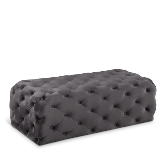 Meridian Furniture - Casey Grey Velvet Ottoman/Bench - 121Grey veiw 1