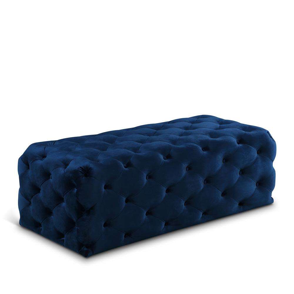 Meridian Furniture - Casey Navy Velvet Ottoman/Bench - 121Navy veiw 1