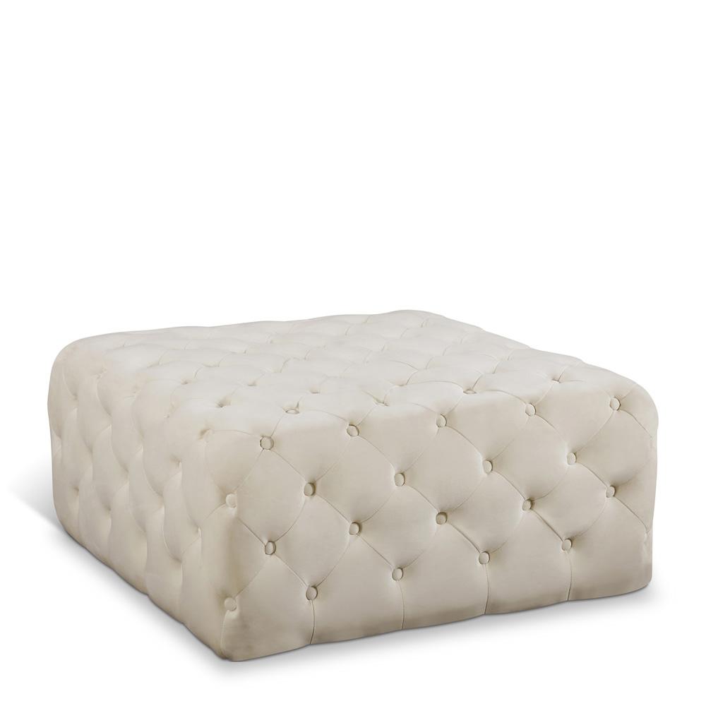 Meridian Furniture - Ariel Cream Velvet Ottoman/Bench - 123Cream veiw 1