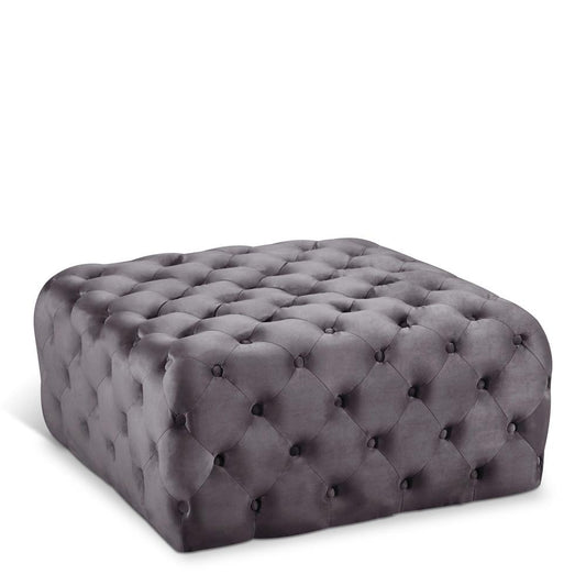 Meridian Furniture - Ariel Grey Velvet Ottoman/Bench - 123Grey veiw 1
