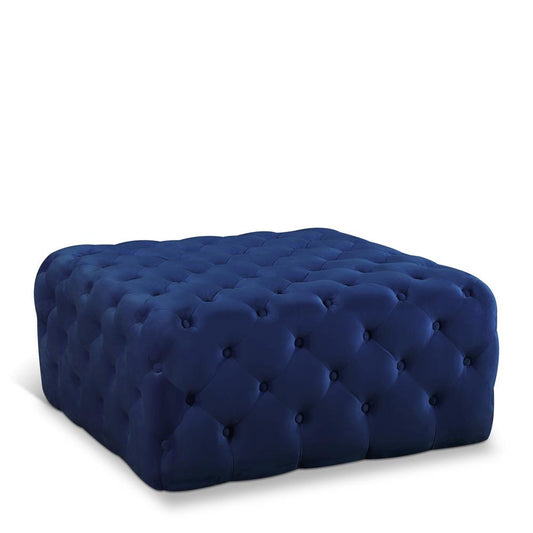 Meridian Furniture - Ariel Navy Velvet Ottoman/Bench - 123Navy veiw 1