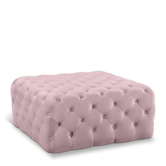 Meridian Furniture - Ariel Pink Velvet Ottoman/Bench - 123Pink veiw 1