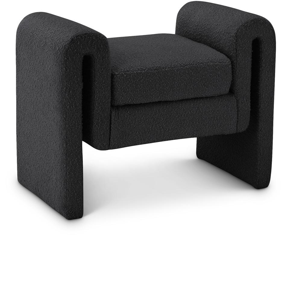 Meridian Furniture - Stylus Black Boucle Fabric Bench - 148Black veiw 1