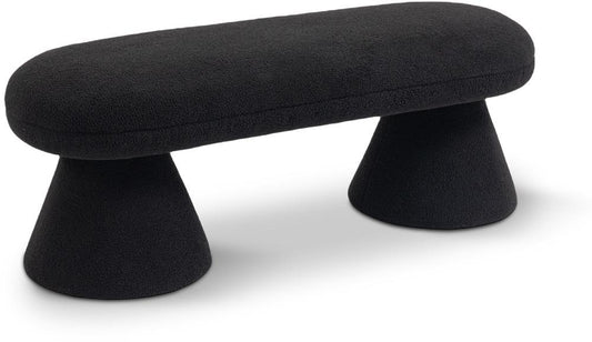 Meridian Furniture - Drum Black Faux Shearling Teddy Fabric Bench - 196Black veiw 1