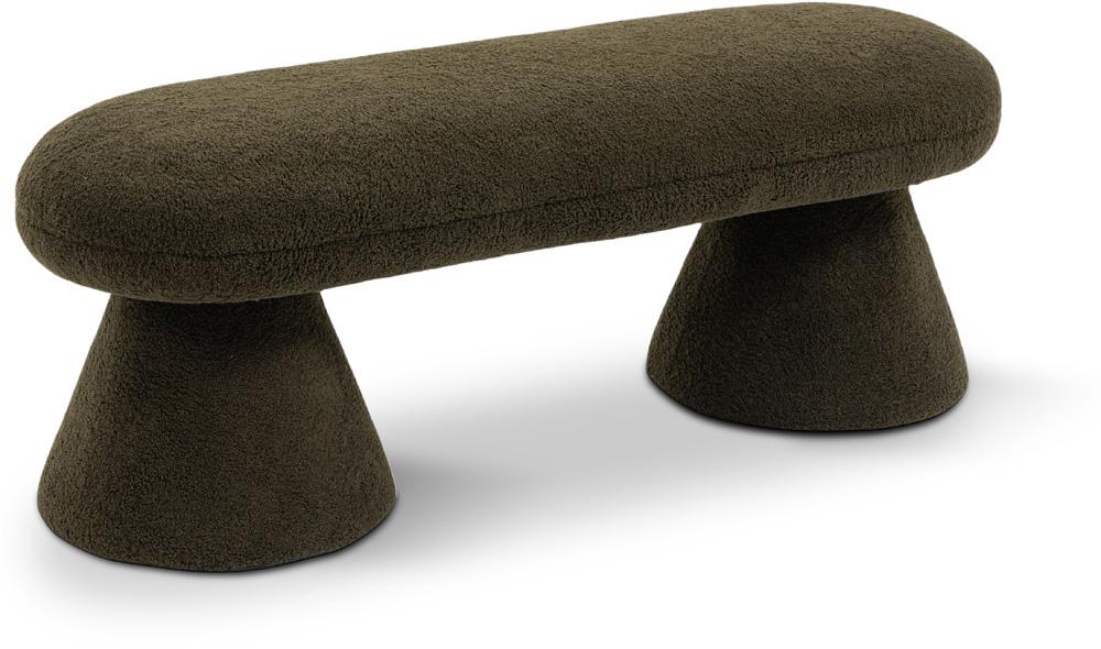 Meridian Furniture - Drum Green Faux Shearling Teddy Fabric Bench - 196Green veiw 1