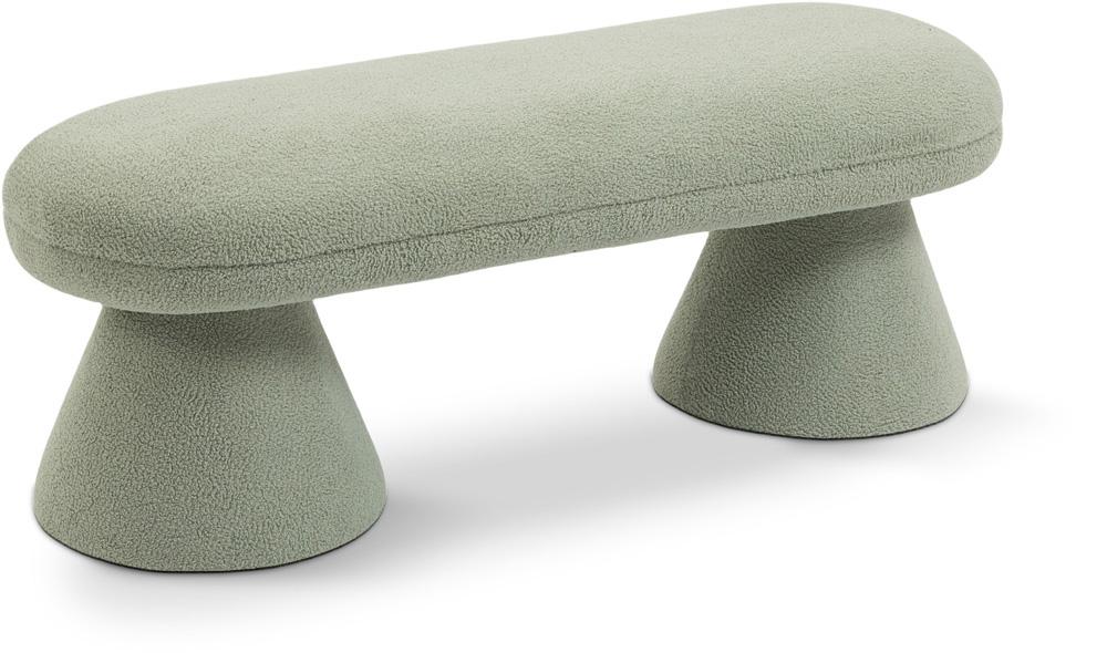 Meridian Furniture - Drum Mint Faux Shearling Teddy Fabric Bench - 196Mint veiw 1