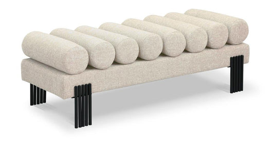 Meridian Furniture - Akeela Beige Linen Textured Fabric Bench - 160Beige veiw 1