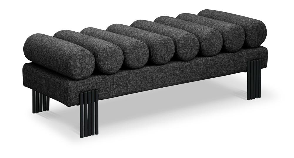 Meridian Furniture - Akeela Black Linen Textured Fabric Bench - 160Black veiw 1