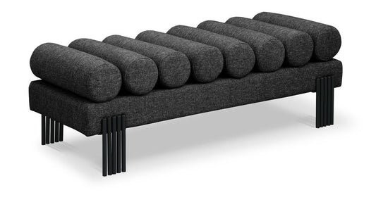 Meridian Furniture - Akeela Black Linen Textured Fabric Bench - 160Black veiw 1
