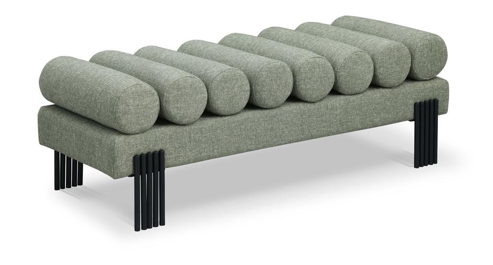 Meridian Furniture - Akeela Green Linen Textured Fabric Bench - 160Green veiw 1