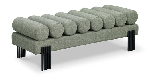 Meridian Furniture - Akeela Green Linen Textured Fabric Bench - 160Green veiw 1