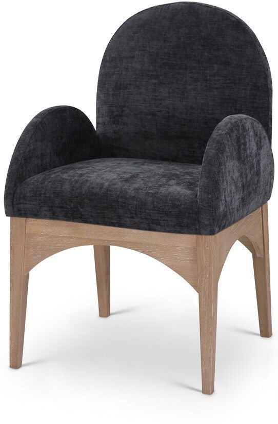 Meridian Furniture - Waldorf Black Chenille Fabric Dining Chair - 377Black-AC veiw 1