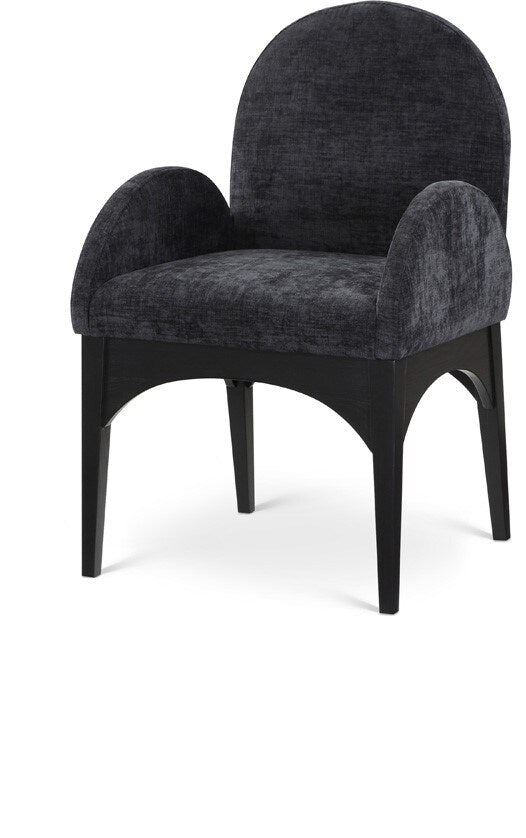 Meridian Furniture - Waldorf Black Chenille Fabric Dining Chair - 378Black-AC veiw 1