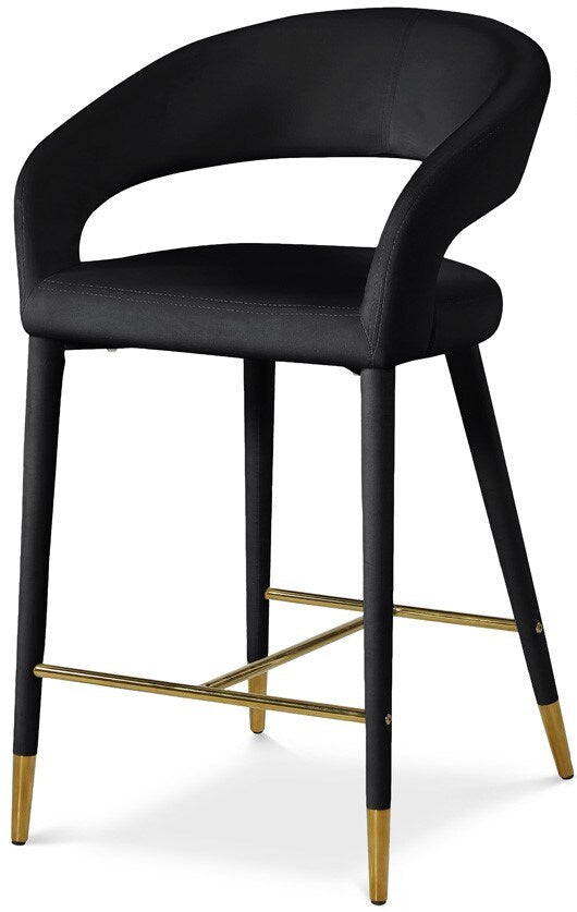 Meridian Furniture - Destiny Black Velvet Stool - 540Black-C veiw 1