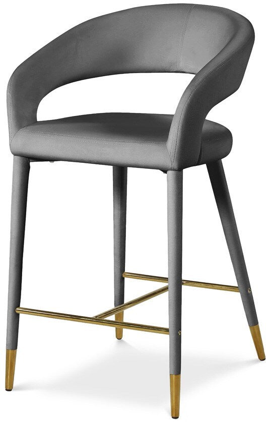 Meridian Furniture - Destiny Grey Velvet Stool - 540Grey-C veiw 1