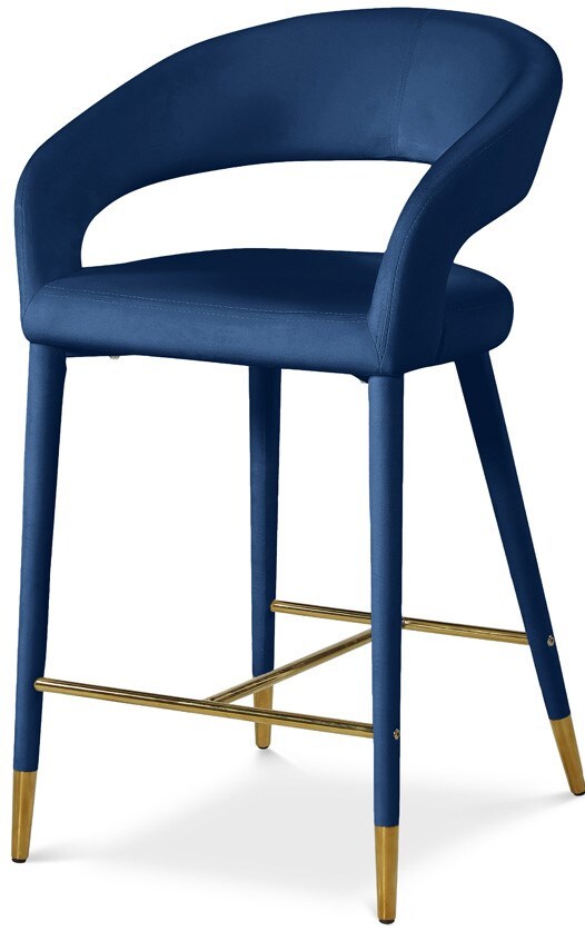 Meridian Furniture - Destiny Navy Velvet Stool - 540Navy-C veiw 1