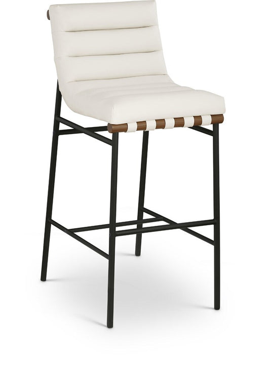 Meridian Furniture - Burke Cream Vegan Leather Bar Stool - 800Cream-C veiw 1