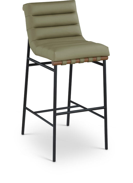 Meridian Furniture - Burke Olive Green Vegan Leather Bar Stool - 800Olive-C veiw 1