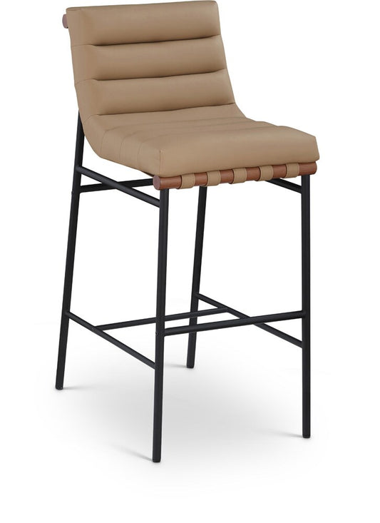 Meridian Furniture - Burke Tan Vegan Leather Bar Stool - 800Tan-C veiw 1