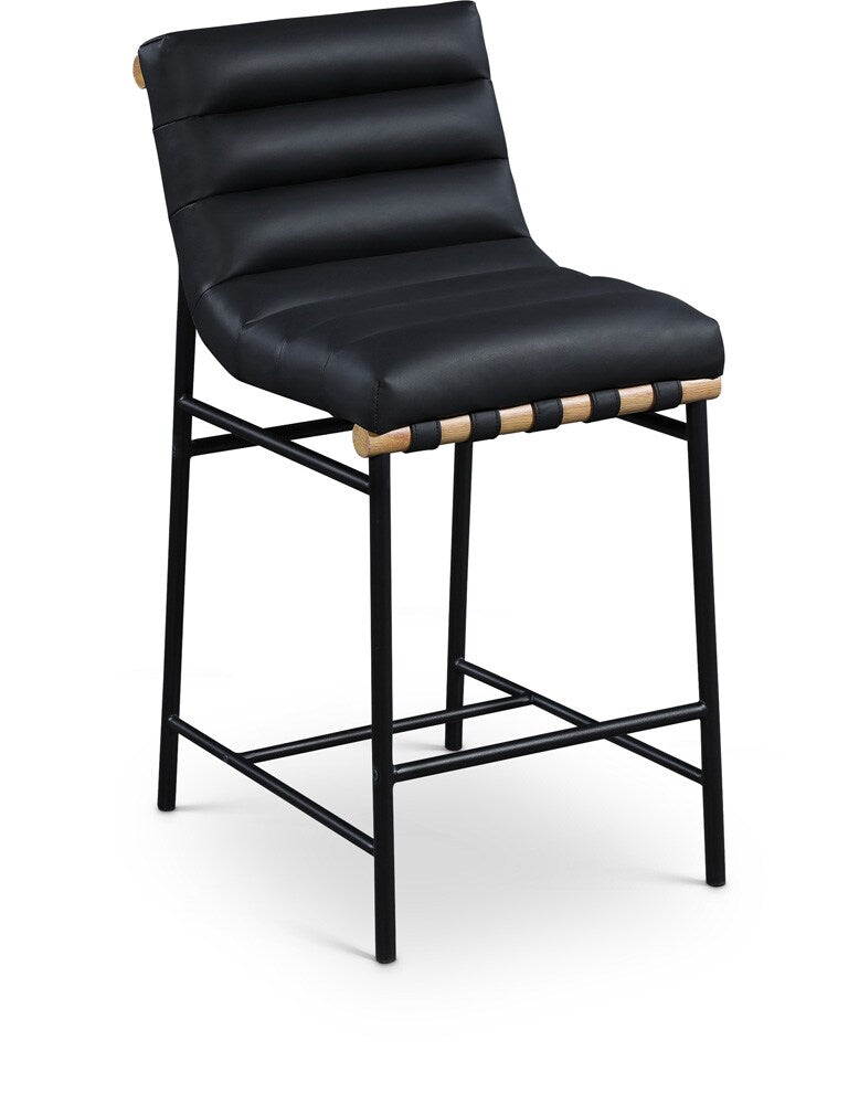 Meridian Furniture - Burke Black Vegan Leather Counter Stool - 857Black-C veiw 1