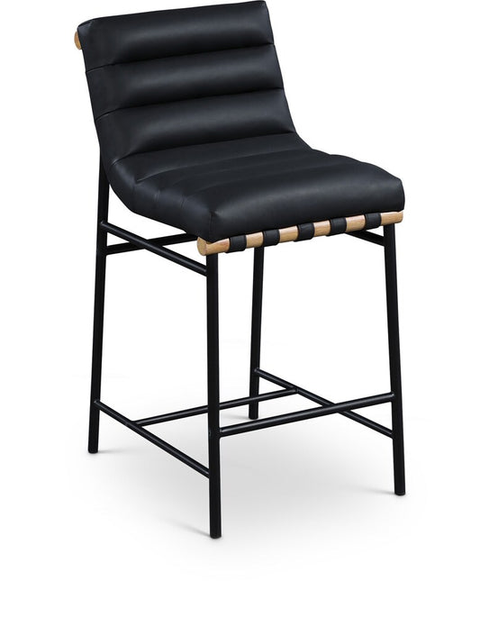 Meridian Furniture - Burke Black Vegan Leather Counter Stool - 857Black-C veiw 1