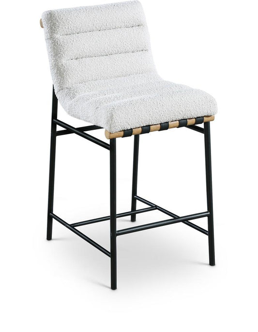 Meridian Furniture - Burke Cream Boucle Fabric Counter Stool - 857Cream-C veiw 1
