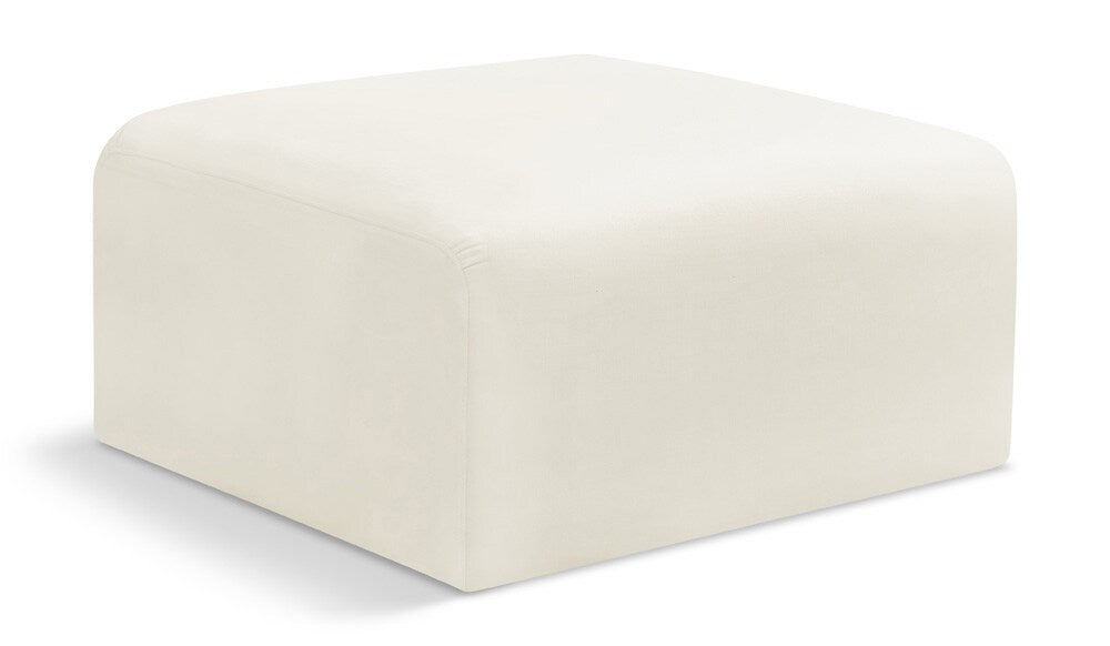 Meridian Furniture - Arc Cream Velvet Ottoman - 103Cream-Ott veiw 1