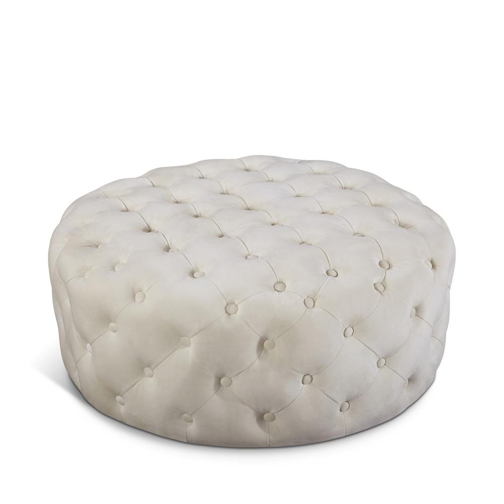 Meridian Furniture - Addison Cream Velvet Ottoman/Bench - 122Cream veiw 1
