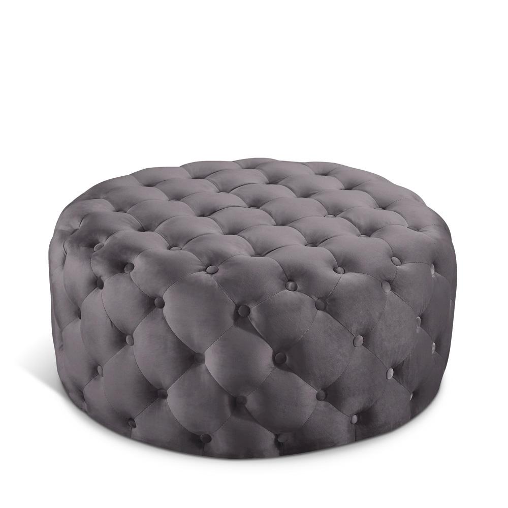 Meridian Furniture - Addison Grey Velvet Ottoman/Bench - 122Grey veiw 1