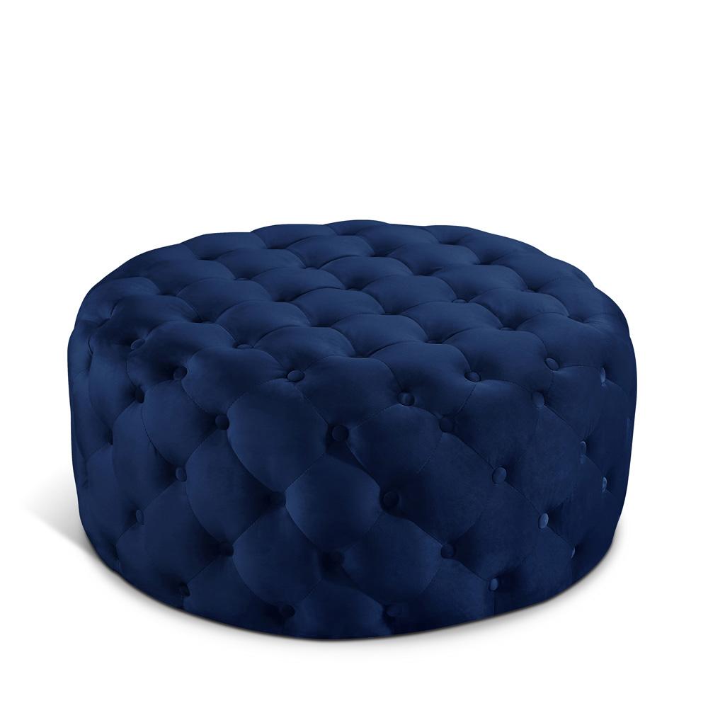 Meridian Furniture - Addison Navy Velvet Ottoman/Bench - 122Navy veiw 1