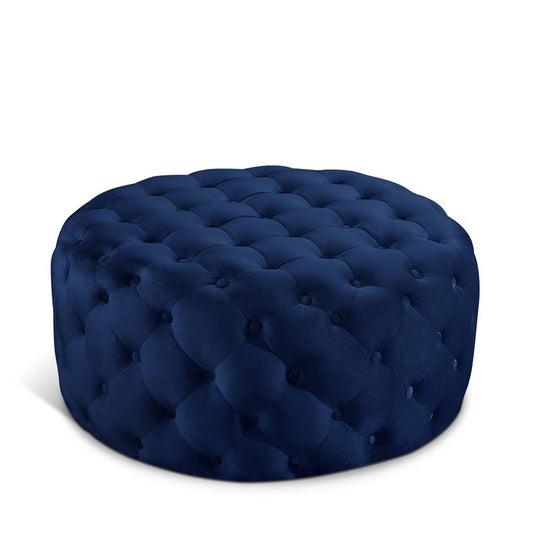 Meridian Furniture - Addison Navy Velvet Ottoman/Bench - 122Navy veiw 1