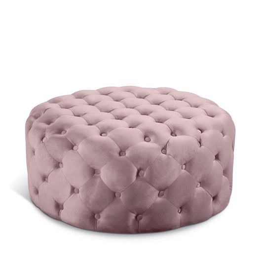 Meridian Furniture - Addison Pink Velvet Ottoman/Bench - 122Pink veiw 1