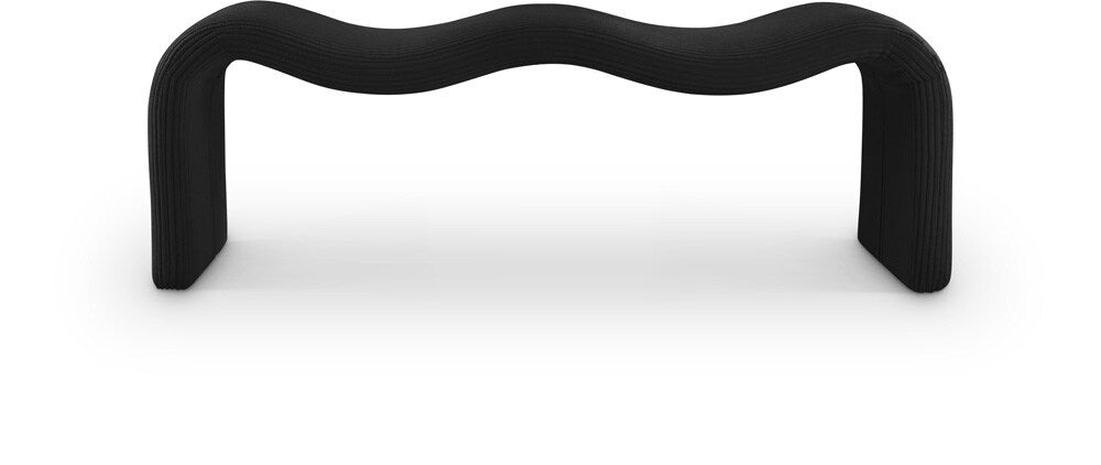 Meridian Furniture - Willow Black Corduroy Fabric Bench - 22097Black veiw 1
