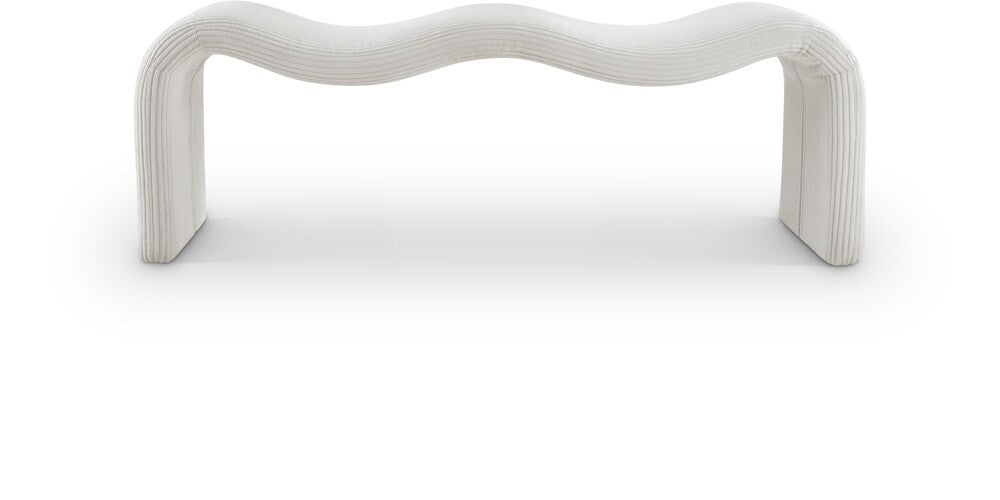 Meridian Furniture - Willow Cream Corduroy Fabric Bench - 22097Cream veiw 1