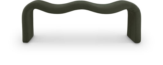 Meridian Furniture - Willow Green Corduroy Fabric Bench - 22097Green veiw 1