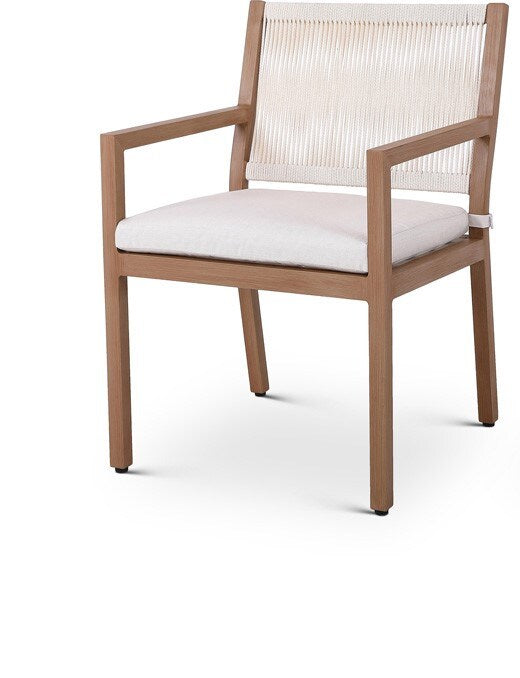 Meridian Furniture - Maui Cream Water Resistant Fabric Outdoor Patio Dining Arm Chair (Set of 2) - 362Cream-AC veiw 1