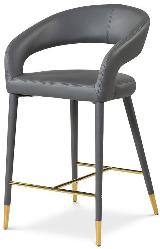 Meridian Furniture - Destiny Grey Vegan Leather Stool - 541Grey-C veiw 1