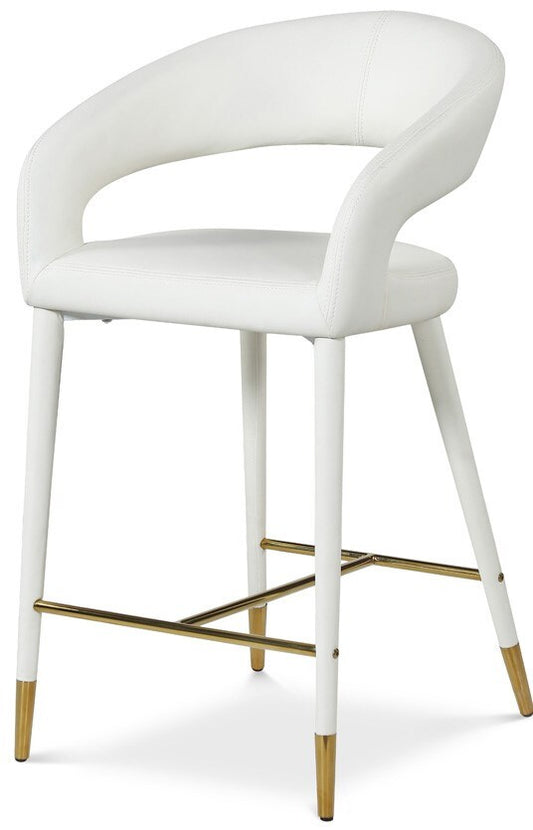 Meridian Furniture - Destiny White Vegan Leather Stool - 541White-C veiw 1