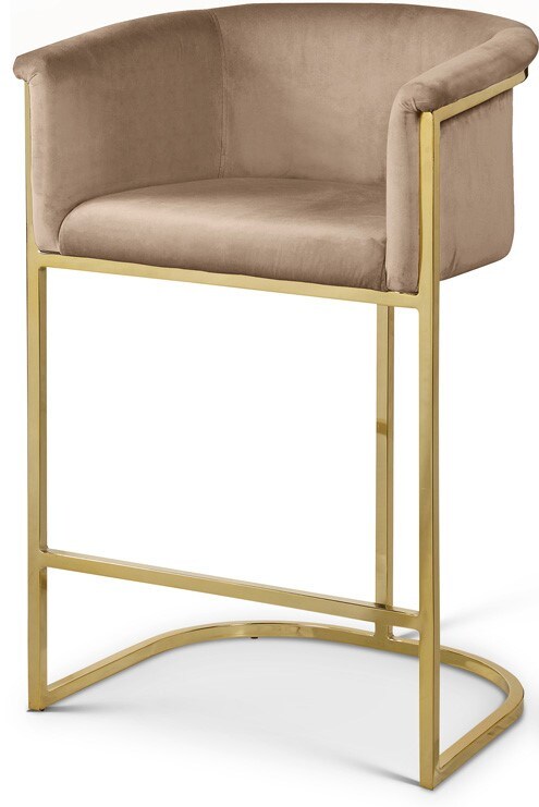 Meridian Furniture - Donatella Beige Velvet Stool - 700Beige-C veiw 1