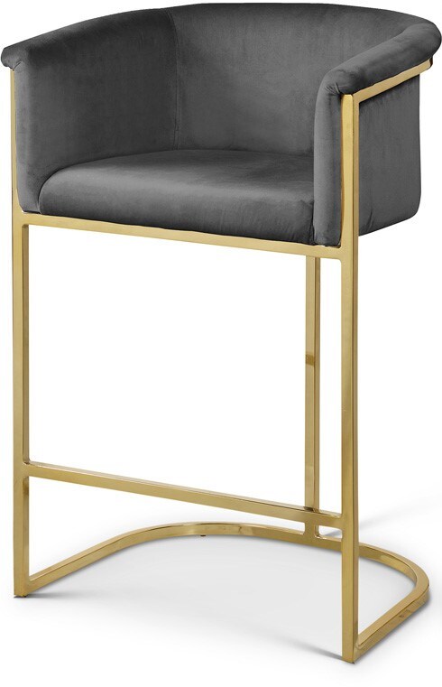 Meridian Furniture - Donatella Grey Velvet Stool - 700Grey-C veiw 1