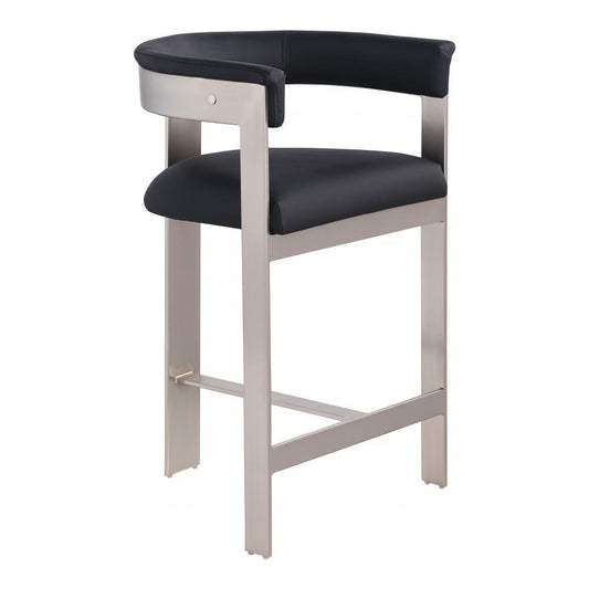 Meridian Furniture - Romeo Black Vegan Leather Counter Stool (Set of 2) - 738Black-C veiw 1