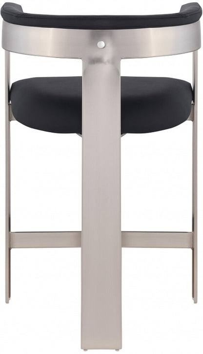 Meridian Furniture - Romeo Black Vegan Leather Counter Stool (Set of 2) - 738Black-C veiw 2