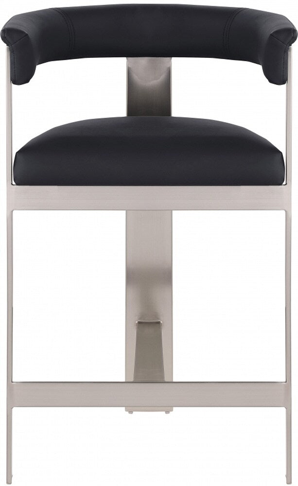 Meridian Furniture - Romeo Black Vegan Leather Counter Stool (Set of 2) - 738Black-C veiw 3